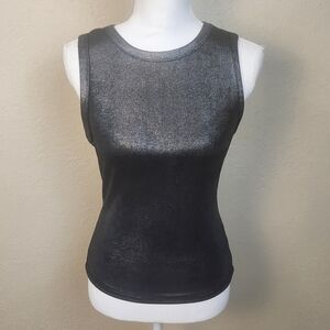 The Line Of Style Gray Metallic Sleeveless Tank Top Medium (5381)